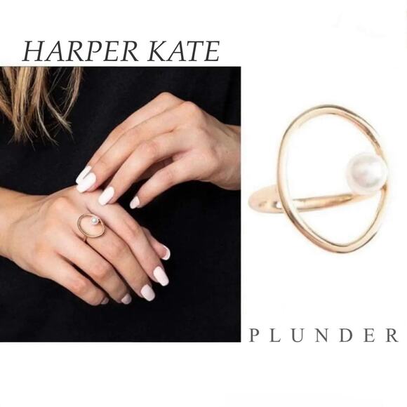 New Plunder "Harper Kate" Gold with Pearl Accent Ring (8) - Picture 2 of 6